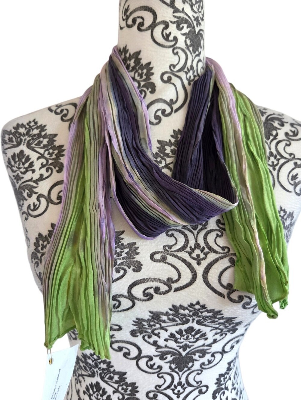 NWT Goldbirth Silks Barbara Berry Shibori Silk Scarf Hand Dyed